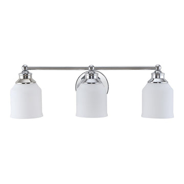 Lydia Iron/Frosted Glass Farmhouse Cottage LED Vanity Light - JONATHAN Y